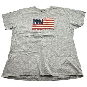 Polo Jeans Co Ralph Lauren Men’s XL Gray USA Flag Graphic Tee Cotton
